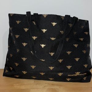 Black and Gold Bee Printed Tote